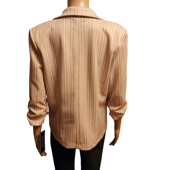 Beige Striped Stretchy Blazer Size M - Picture 4 of 10